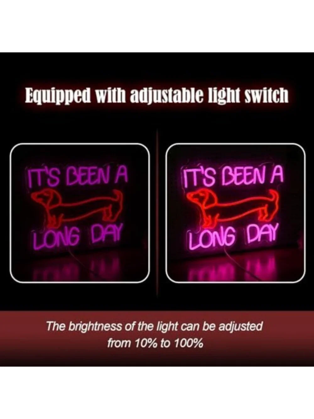Dimmable Pink Dachshund Neon Wall Sign - LED Light Decor for Dog Lovers, Parties